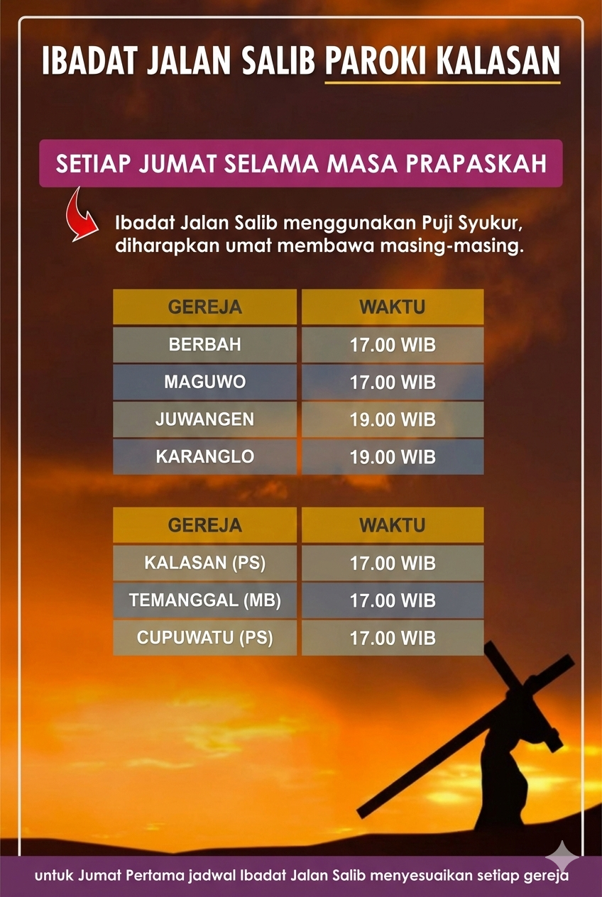 Jadwal Jalan Salib Paroki Maria Marganinggsih Kalasan